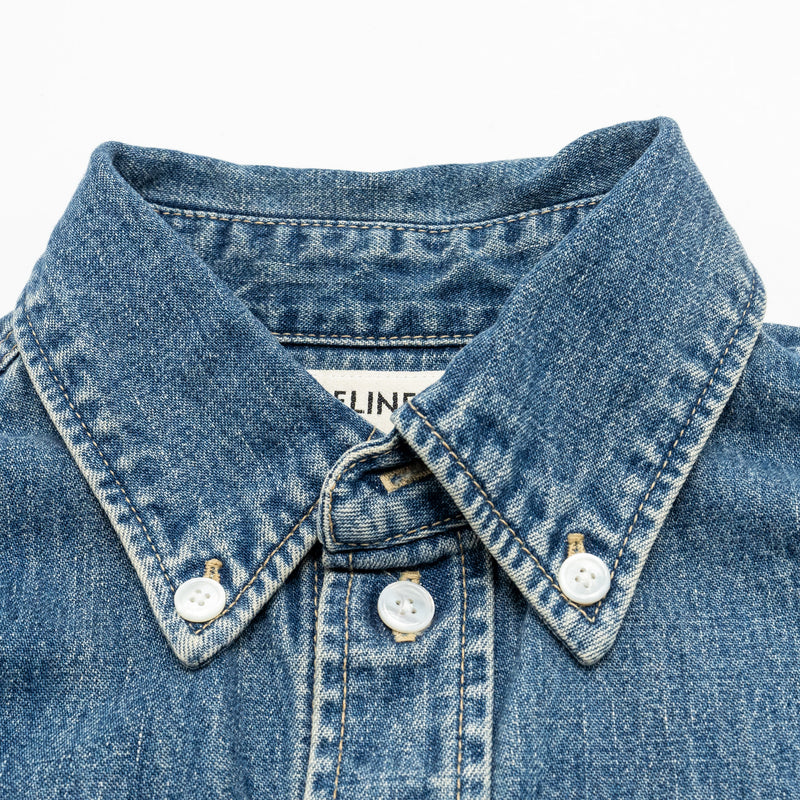 Celine Size XS Cropped Shirt Cotton in Union Ocean Wash Denim Blue