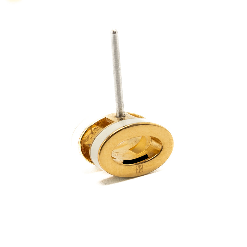 Hermes Mini Pop H Earrings White GHW
