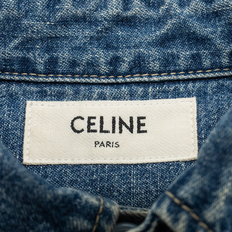 Celine Size XS Cropped Shirt Cotton in Union Ocean Wash Denim Blue