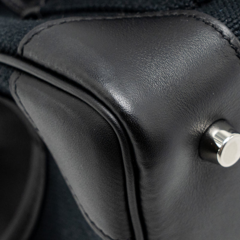 Hermes Birkin 25 Cargo Toile Goeland/Swift Black SHW Stamp W