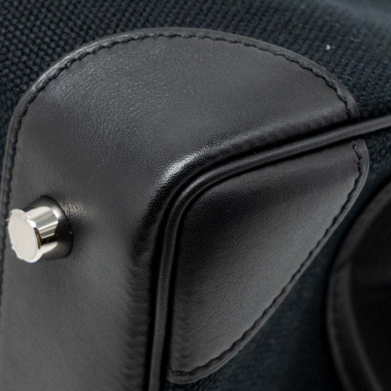 Hermes Birkin 25 Cargo Toile Goeland/Swift Black SHW Stamp W