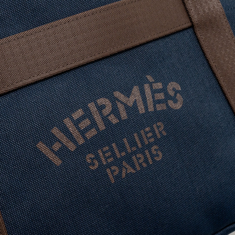 Hermes The Grooming Bag Canvas Bleu Navy/Feu SHW Stamp K