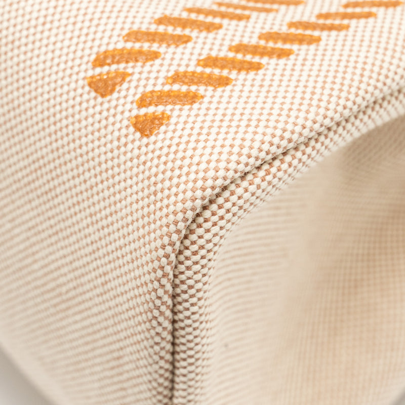 Hermes Herbag Zip 31 Toile H En Relief Brides Gala Nat Sable/Ecru Beige SHW Stamp Z