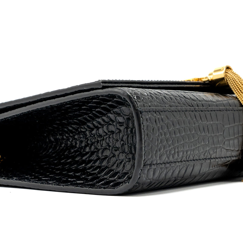 Saint Laurent Kate bag Tassel croc-embossed black GHW