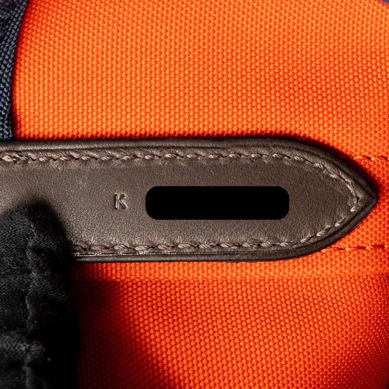 Hermes The Grooming Bag Canvas Bleu Navy/Feu SHW Stamp K