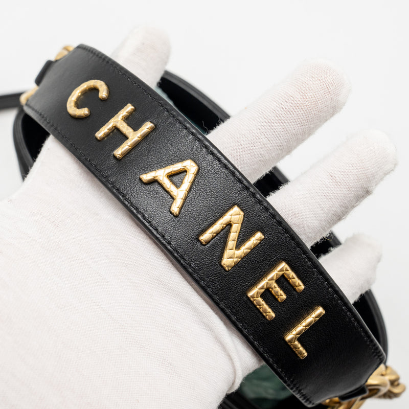 Chanel Top Handle Boy Bucket Bag Lambskin Black GHW