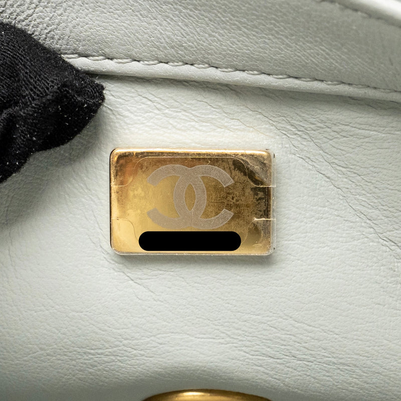 Chanel pearl crush mini rectangular flap bag lambskin grey GHW (microchip)