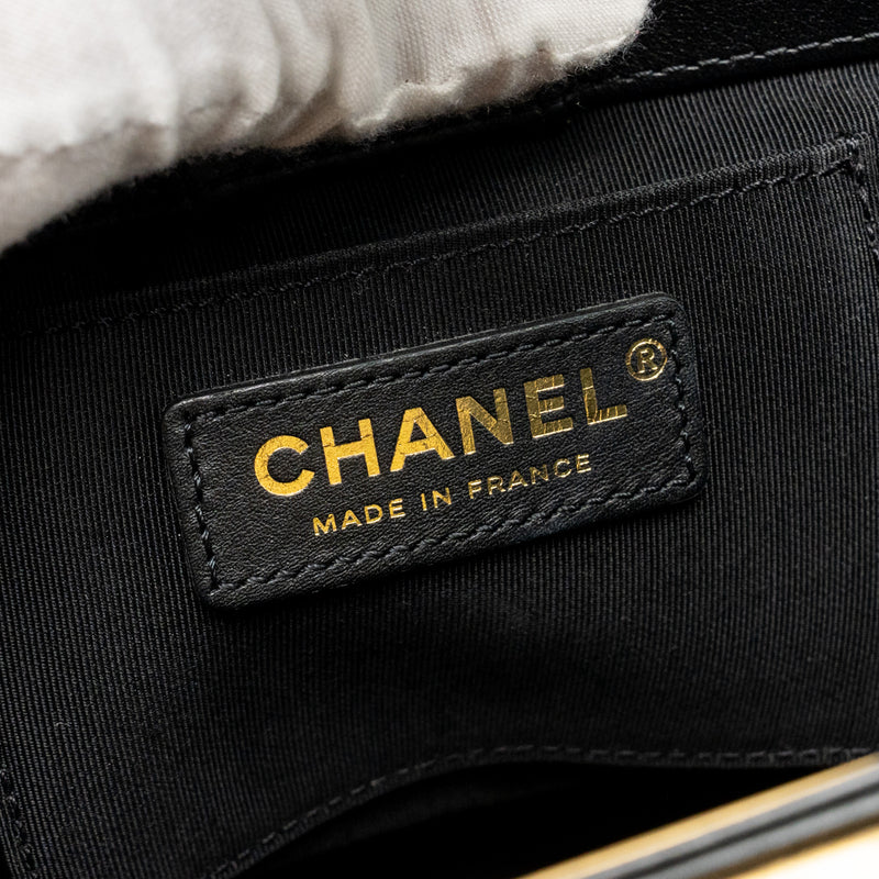 Chanel Top Handle Boy Bucket Bag Lambskin Black GHW