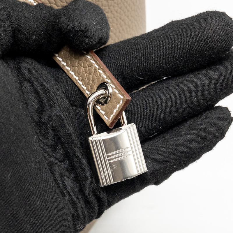 Hermes Picotin 22 Lock Bag Clemence Etoupe SHW Stamp K