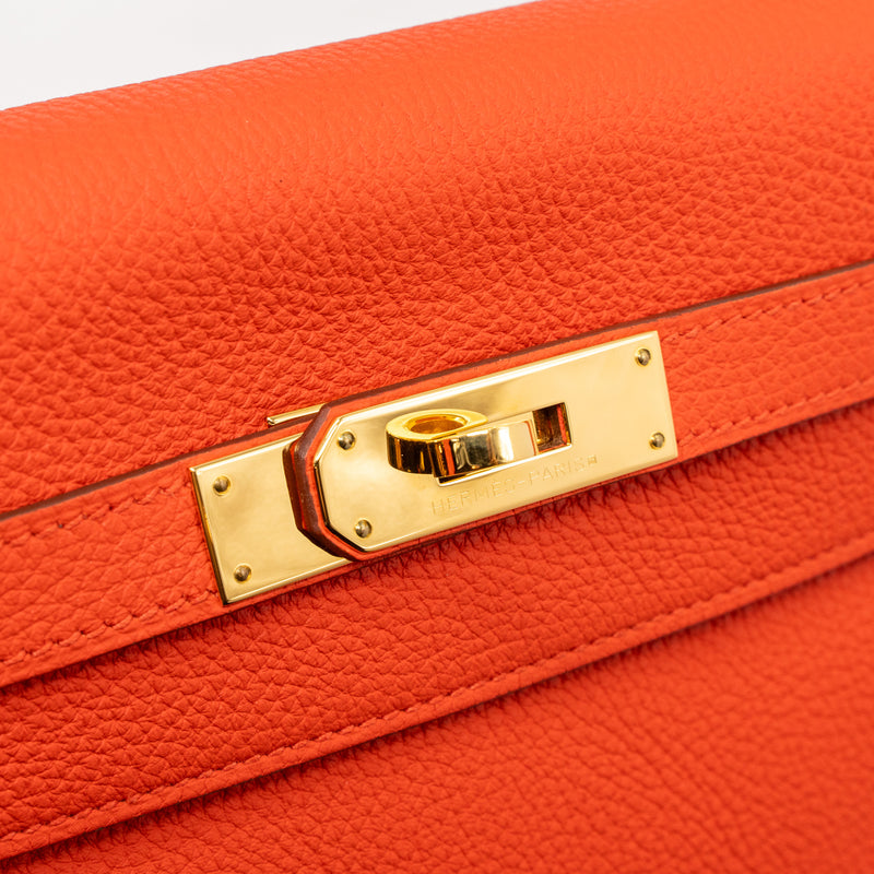 Hermes kelly 32 togo capucine GHW stamp square Q