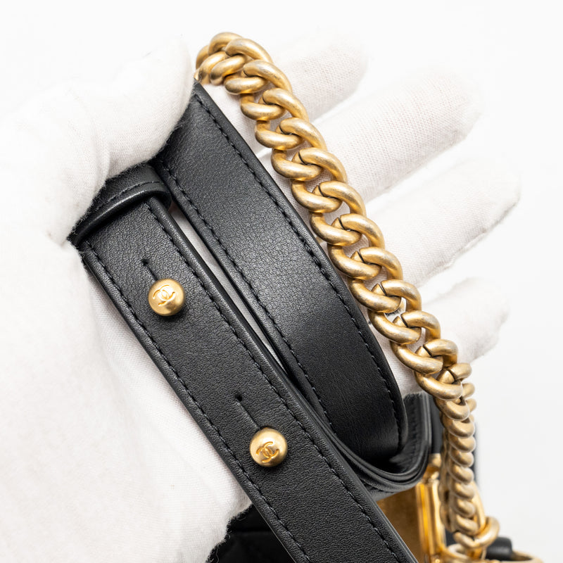 Chanel Top Handle Boy Bucket Bag Lambskin Black GHW