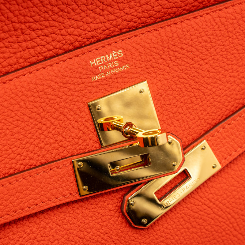 Hermes kelly 32 togo capucine GHW stamp square Q