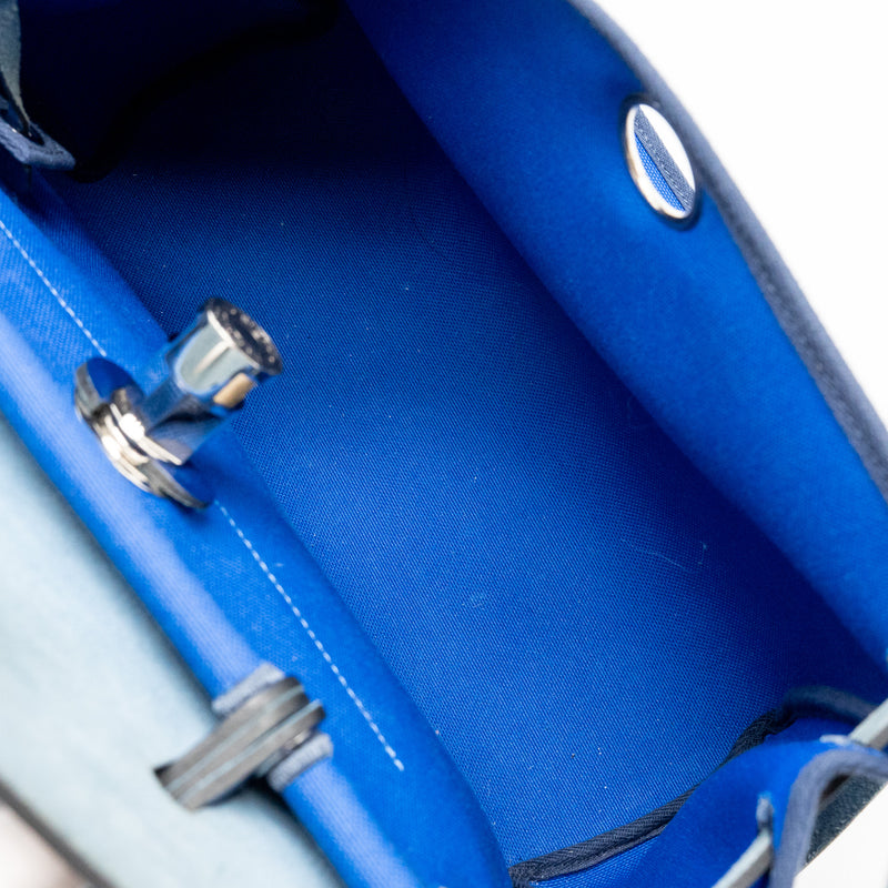 Hermes Herbag 31 Zip Bag Canvas/Hunter Leather Bleu Billard/Bleu Saphir SHW Stamp Z