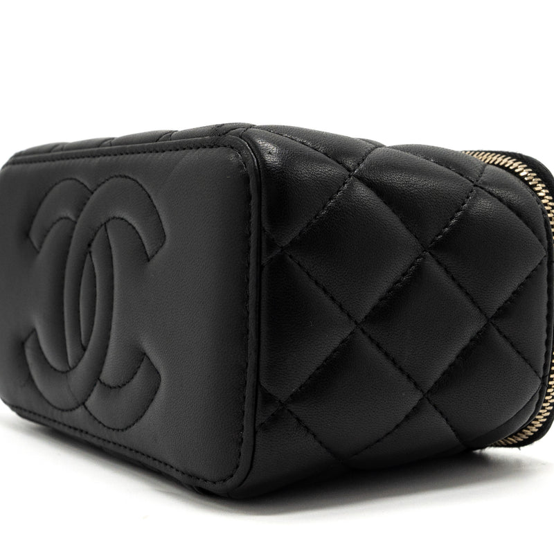 Chanel Long Vanity With Chain Lambskin Black LGHW (Microchip)
