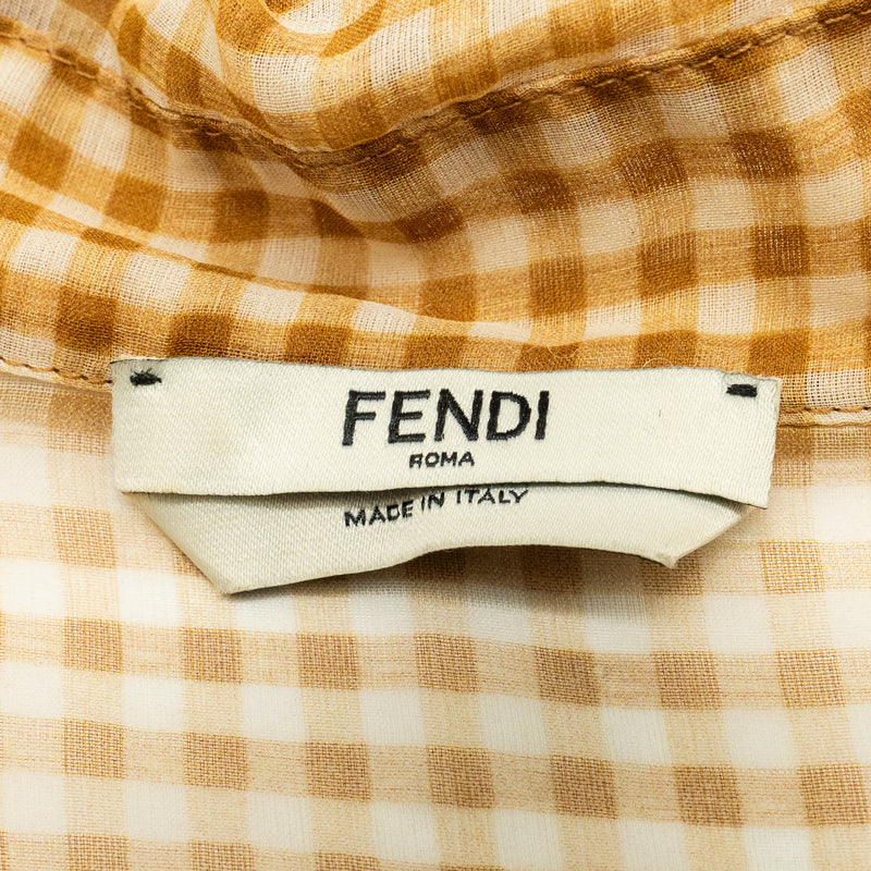 Fendi Size IT42 Checked Mini Dress Silk Beige