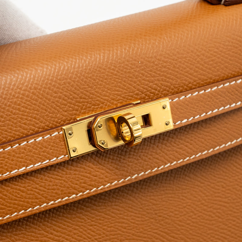 Hermes Kelly 25 Epsom Gold GHW Stamp Z