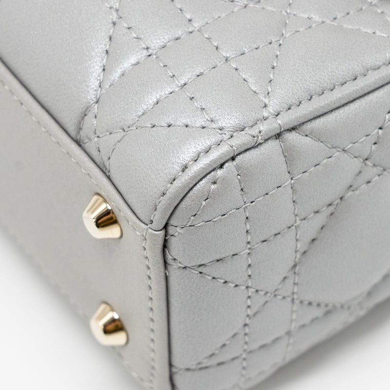 DIOR Mini Lady Dior Lambskin Iridescent Grey LGHW