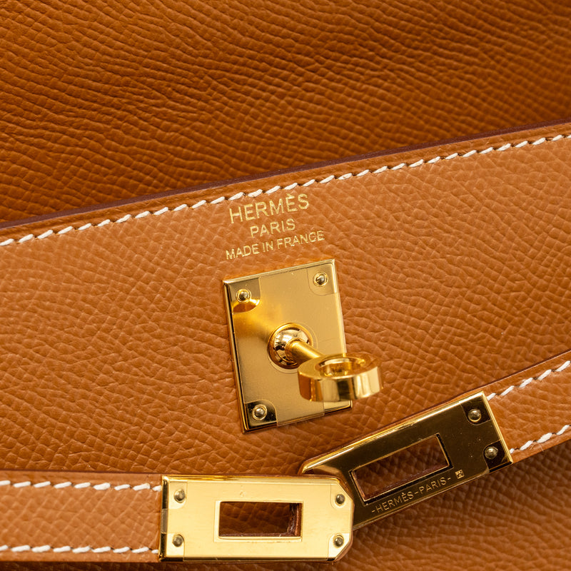 Hermes Kelly 25 Epsom Gold GHW Stamp Z