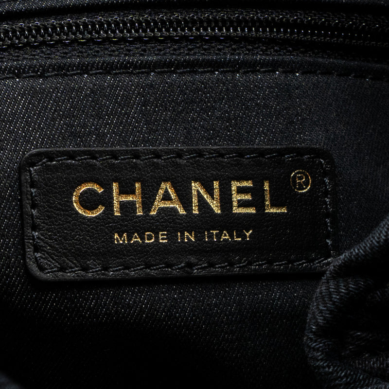 Chanel Denim Graffiti Shoulder bag black GHW (microchip)