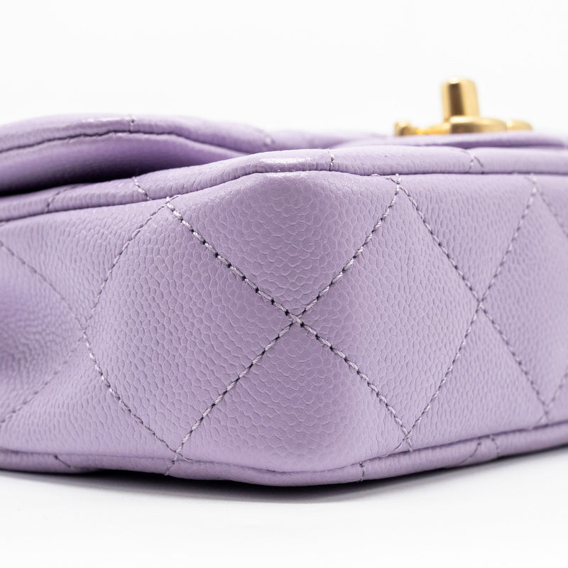 Chanel 24p Coco Love Mini Flap Bag Adjustable Chains Caviar Light Purple GHW (Microchip)