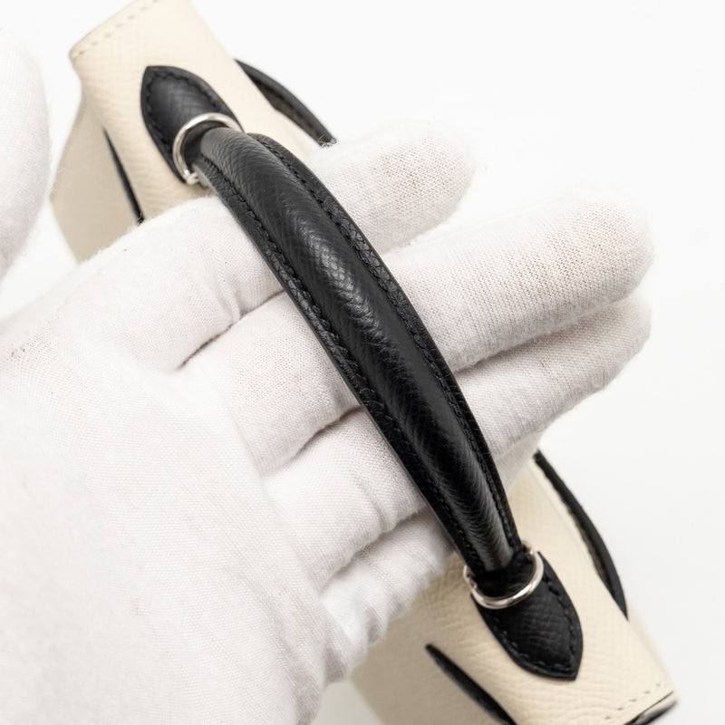 Hermes mini kelly II epsom Craie / Black SHW stamp W
