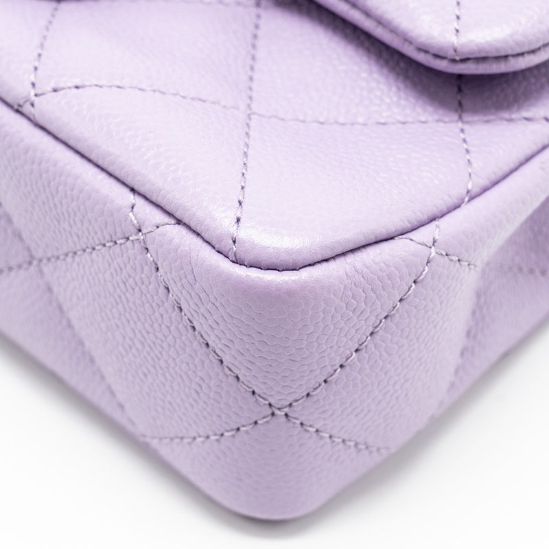 Chanel 24p Coco Love Mini Flap Bag Adjustable Chains Caviar Light Purple GHW (Microchip)