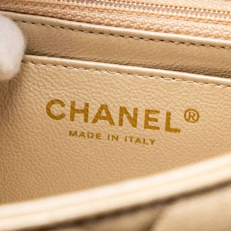 Chanel mini square flap bag lambskin gold GHW