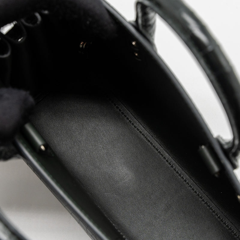Saint laurent Sac De Jour Nano croc embossed calfskin dark green SHW