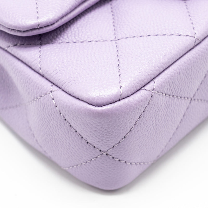 Chanel 24p Coco Love Mini Flap Bag Adjustable Chains Caviar Light Purple GHW (Microchip)