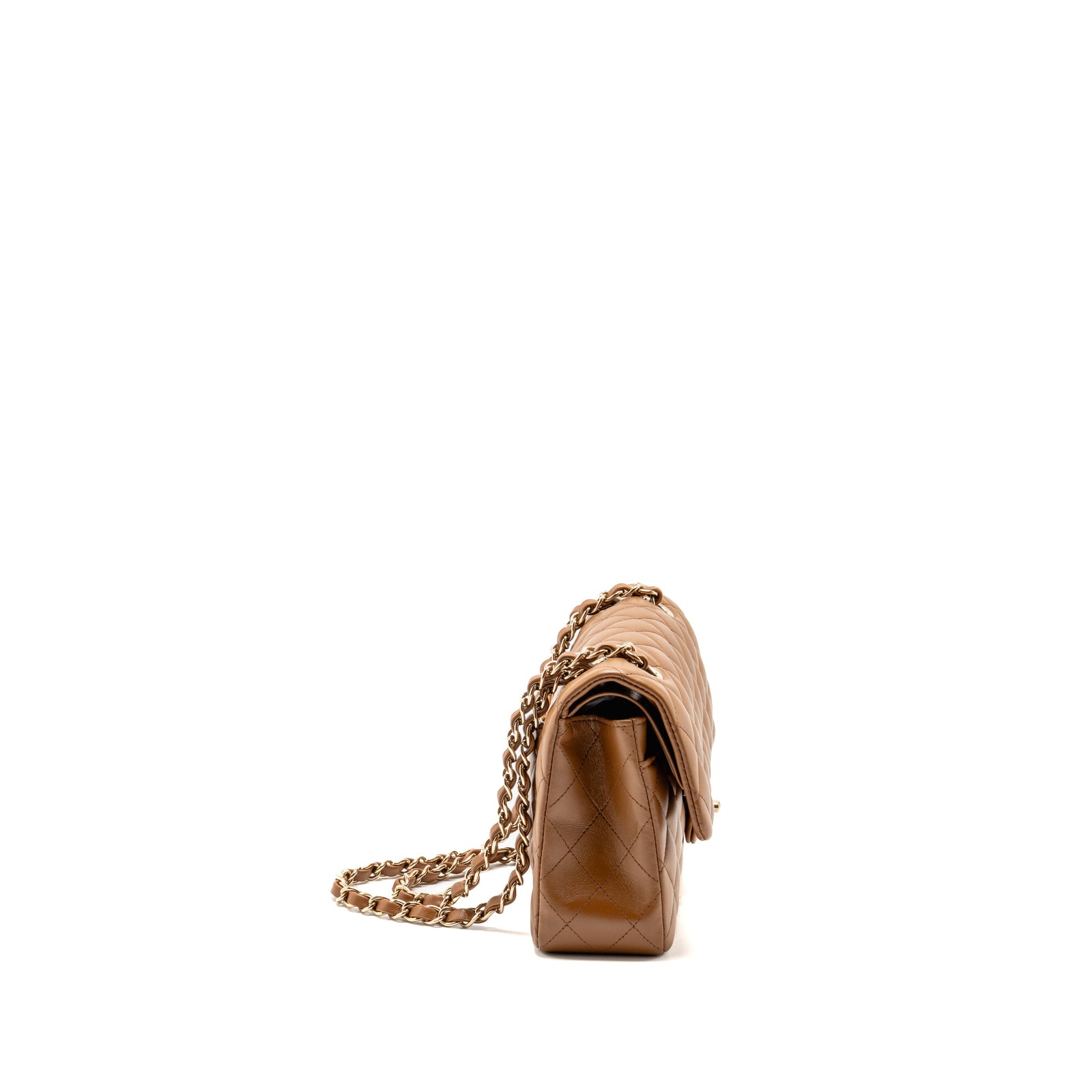 Chanel Small Classic Double Flap Bag Lambskin Dark Brown GHW (Microchi