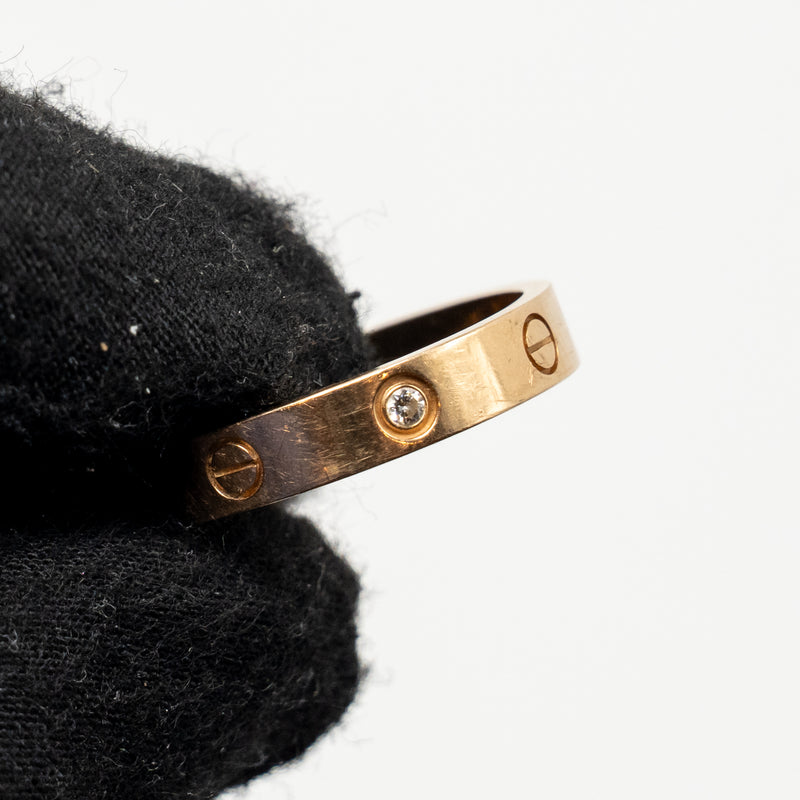 Cartier Size 59 Love Ring Small Model Rose Gold with One Diamond