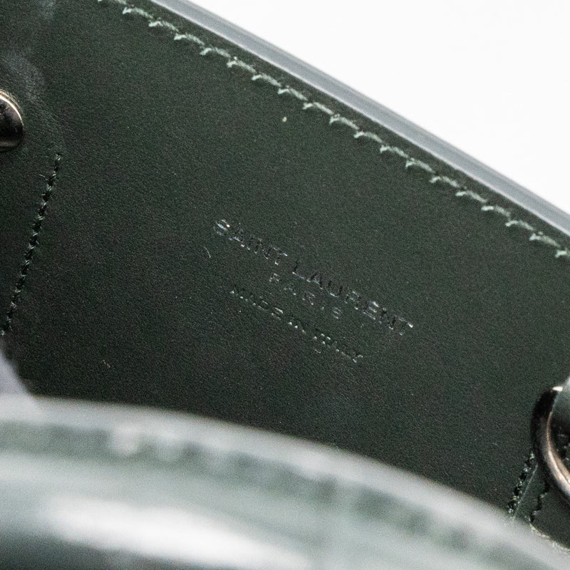Saint laurent Sac De Jour Nano croc embossed calfskin dark green SHW