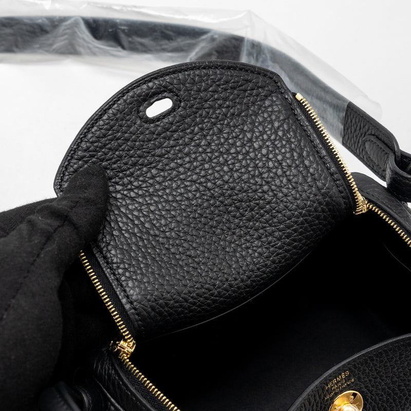Hermes Mini Lindy Clemence Black GHW Stamp B