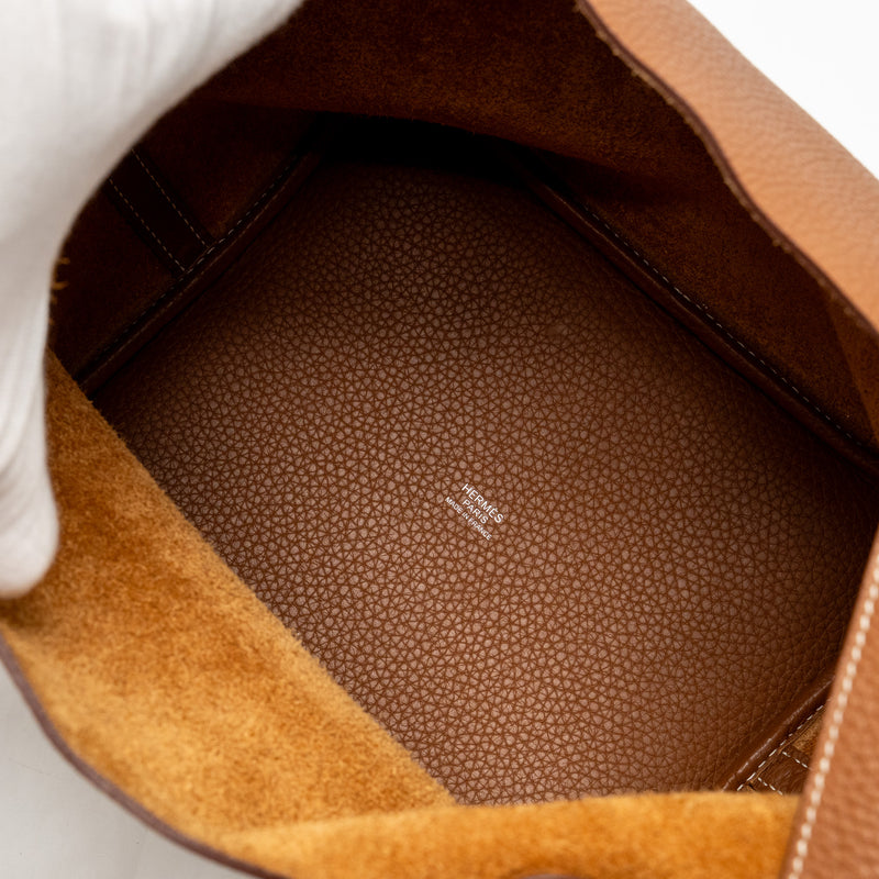 HERMES Picotin 22 Lock Bag Clemence Gold SHW Stamp C