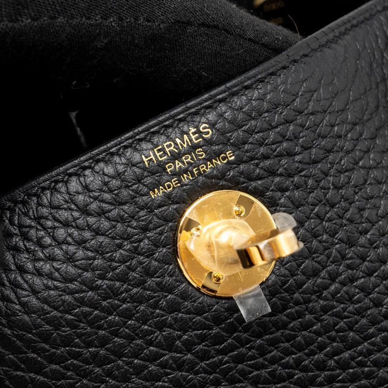 Hermes Mini Lindy Clemence Black GHW Stamp B