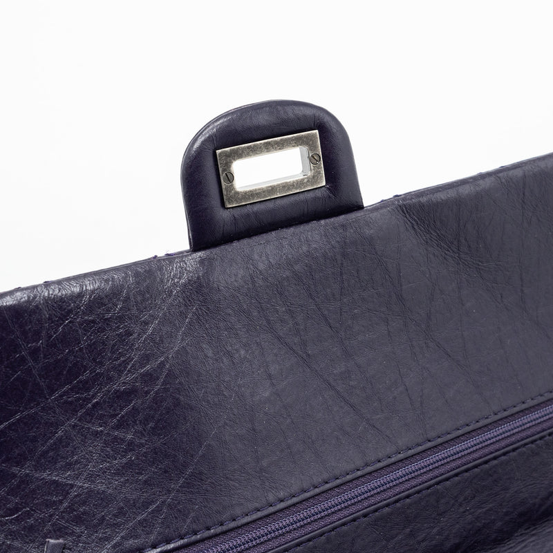 CHANEL Large 2.55  REISSUE FLAP BAG AGED CALFSKIN DARK PURPLE RUTHENIUM HARDWARE