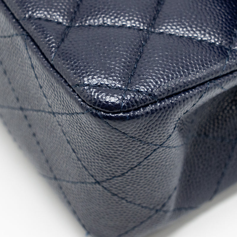 Chanel Small Classic Double Flap Bag Caviar Navy GHW (microchip)