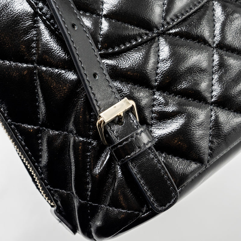 Chanel 22A Mini Backpack Patent Black LGHW (microchip)
