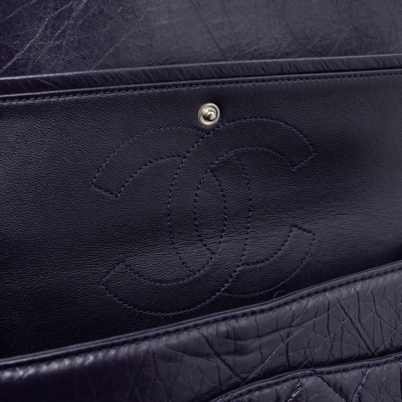 CHANEL Large 2.55  REISSUE FLAP BAG AGED CALFSKIN DARK PURPLE RUTHENIUM HARDWARE
