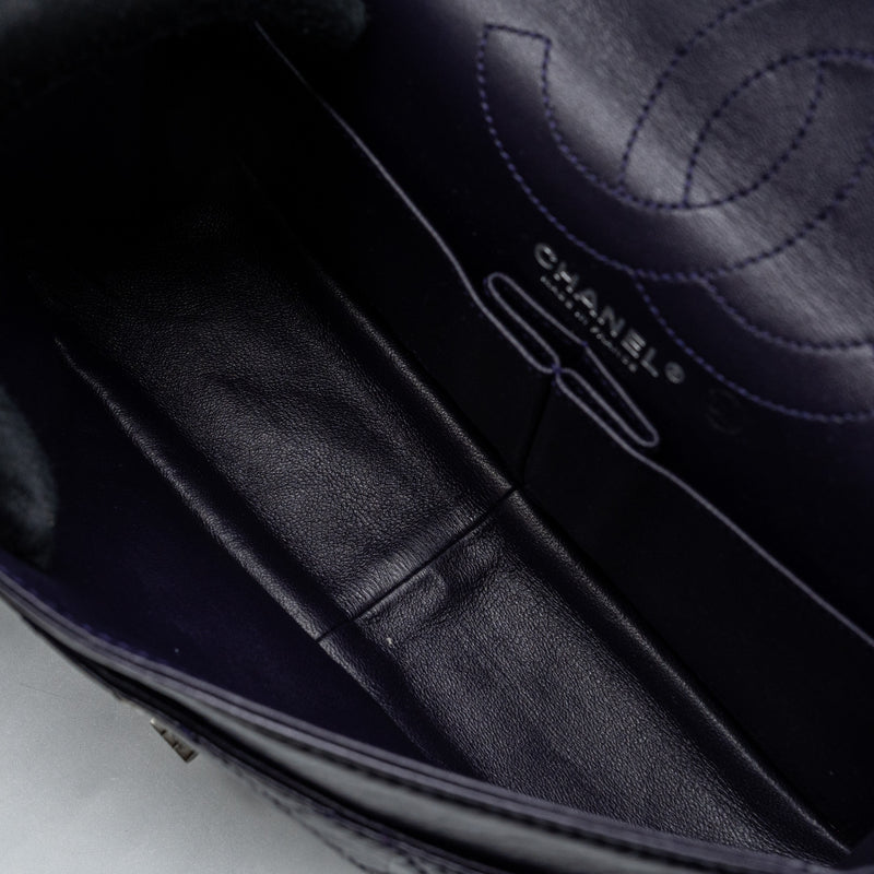 CHANEL Large 2.55  REISSUE FLAP BAG AGED CALFSKIN DARK PURPLE RUTHENIUM HARDWARE
