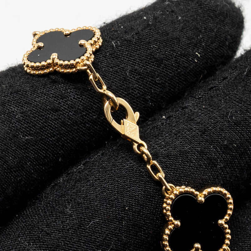 Van Cleef & Arpels Vintage Alhambra Bracelet 5 Motifs Onyx Yellow Gold