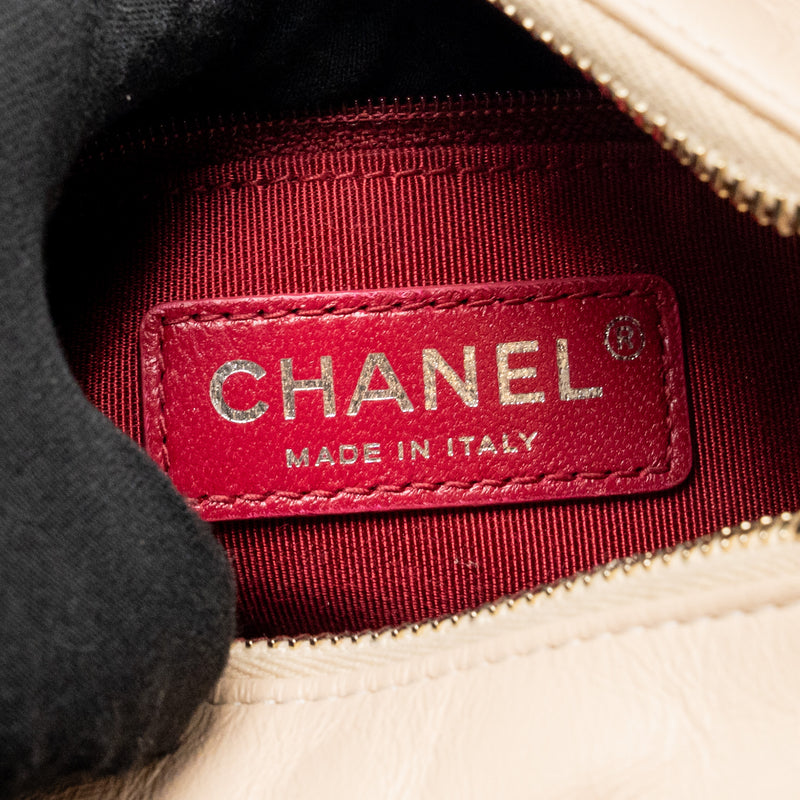 Chanel Small Gabrielle Hobo Bag Aged Calfskin Beige/Black Multicoloured Hardware