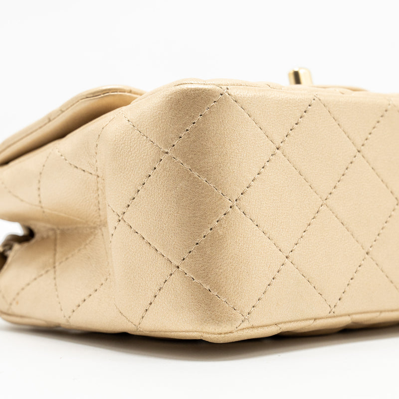 Chanel mini square flap bag lambskin gold GHW