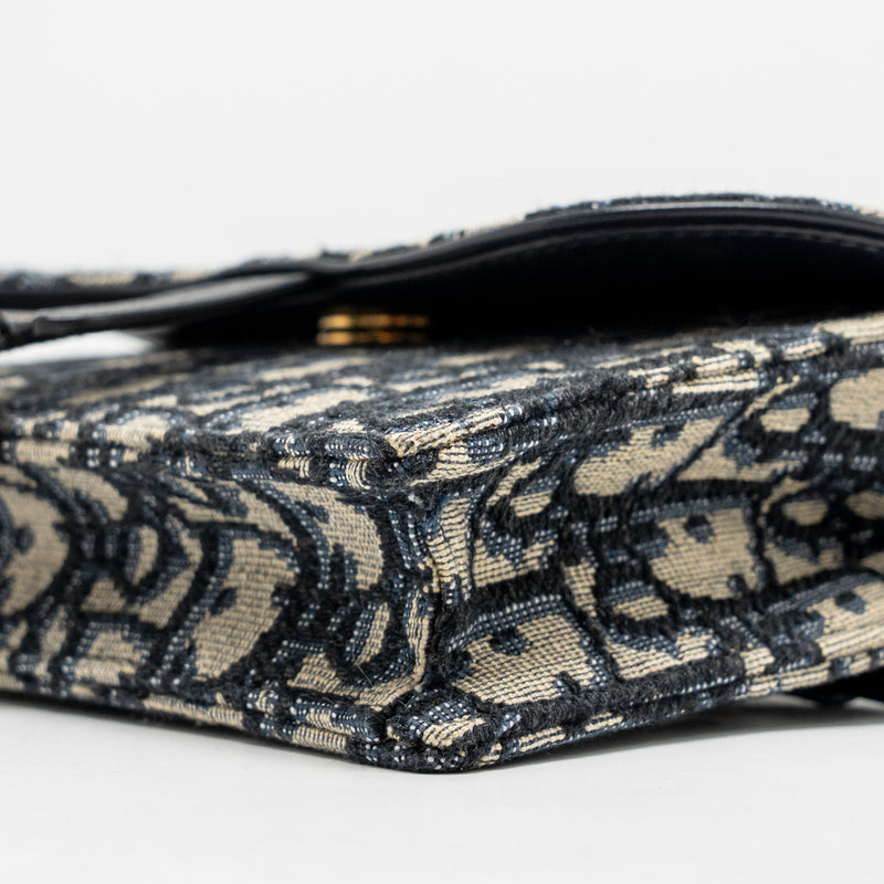 DIOR Saddle Belt Bag Blue Oblique Jacquard Canvas GHW