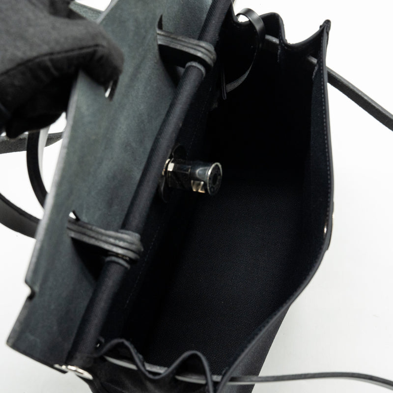 Hermes Herbag 31 Zip Bag Canvas/Hunter Black SHW Stamp D