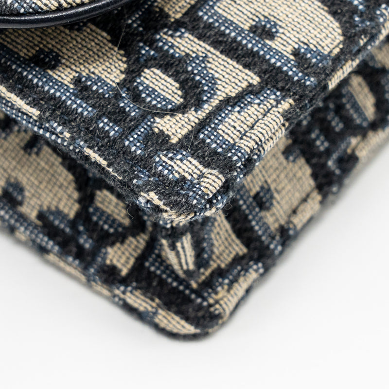 DIOR Saddle Belt Bag Blue Oblique Jacquard Canvas GHW