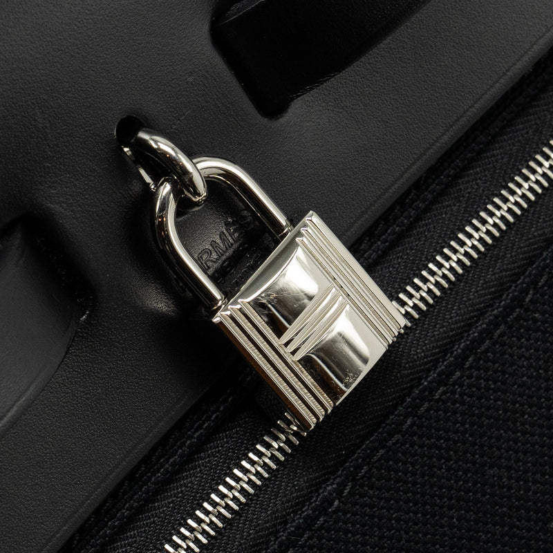 Hermes Herbag 31 Zip Bag Canvas/Hunter Black SHW Stamp D