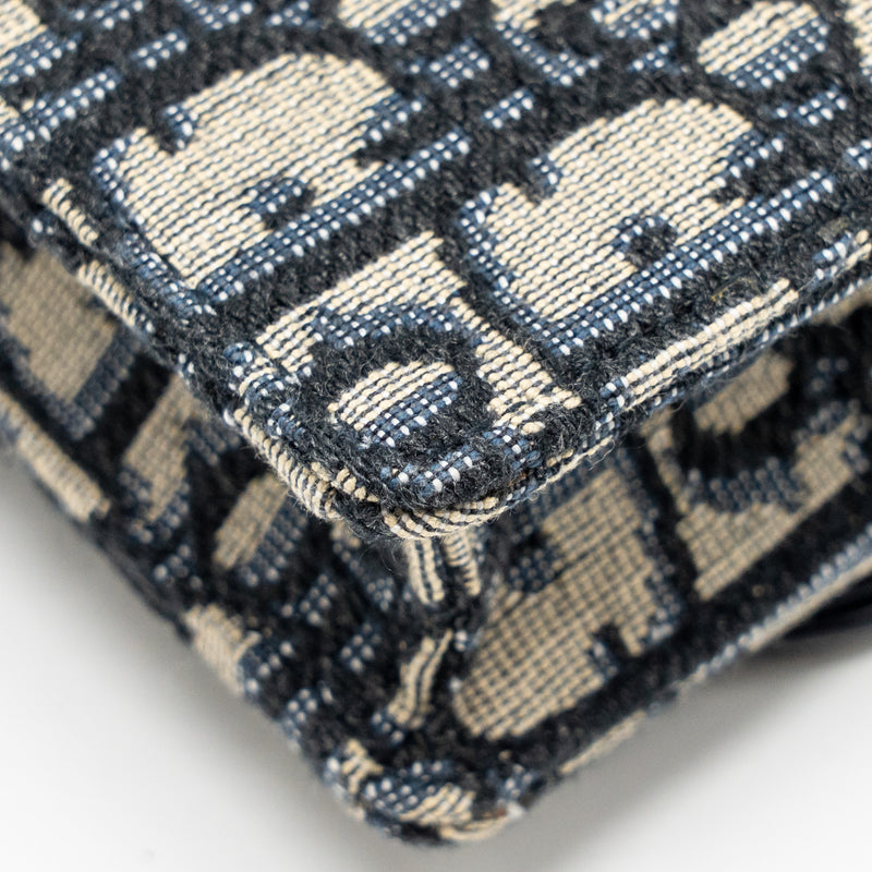 DIOR Saddle Belt Bag Blue Oblique Jacquard Canvas GHW