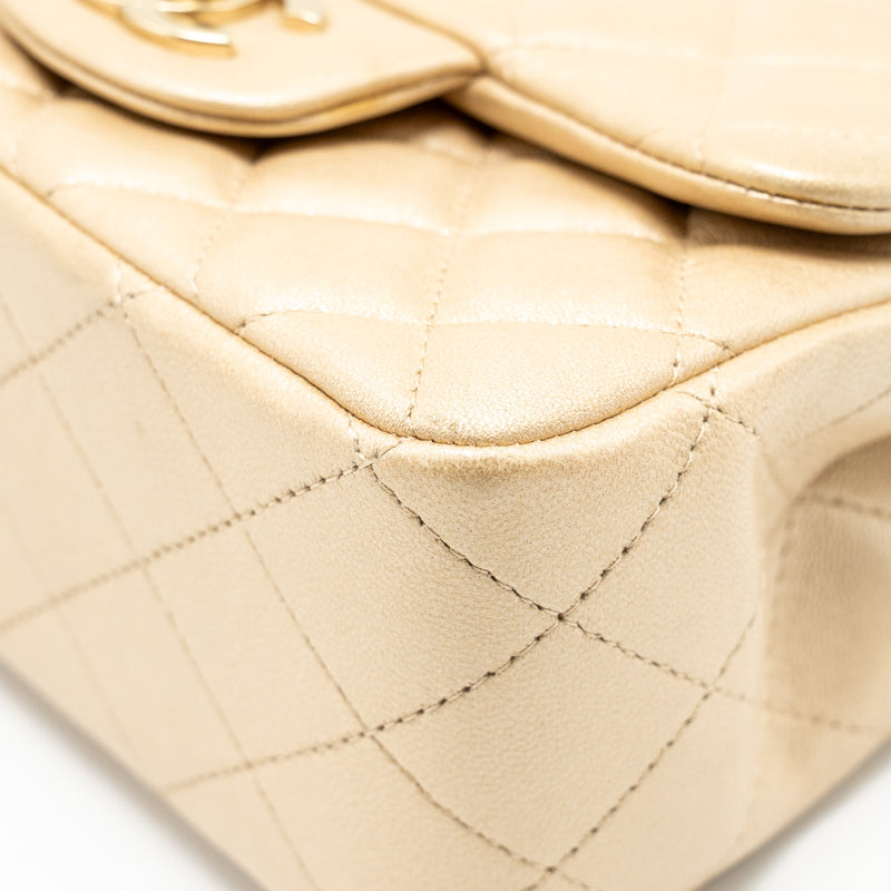 Chanel mini square flap bag lambskin gold GHW