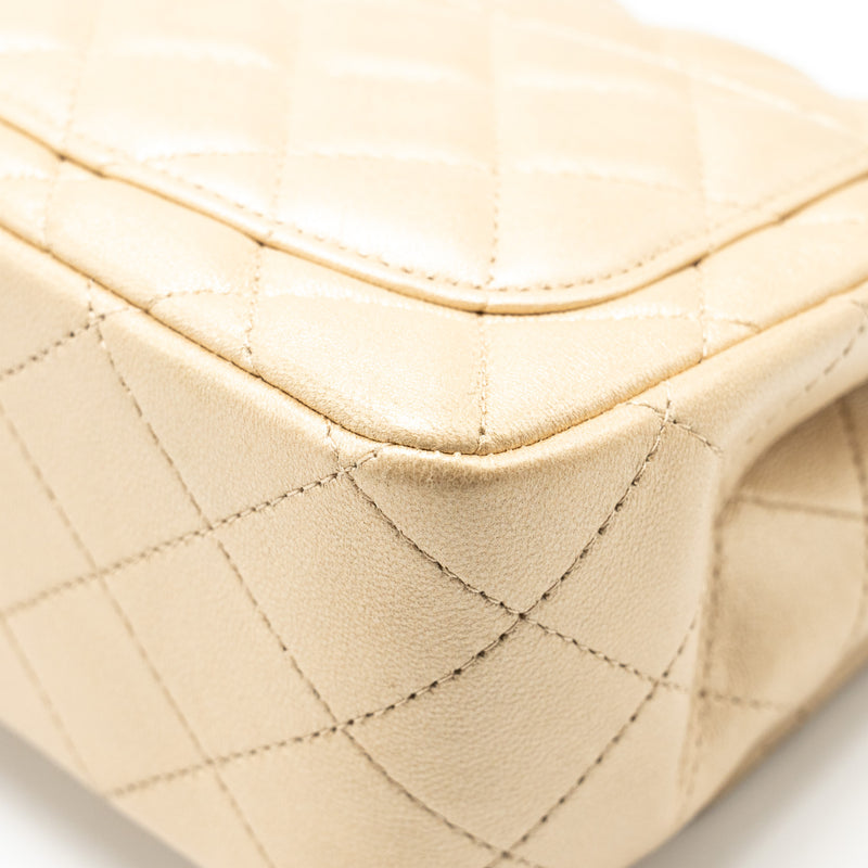 Chanel mini square flap bag lambskin gold GHW